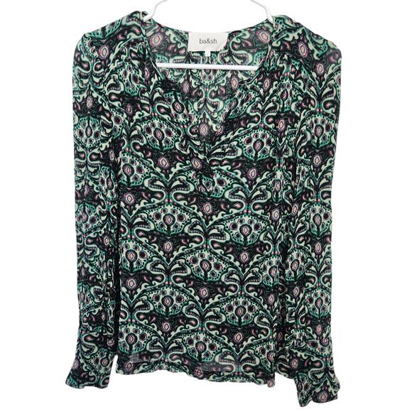 BA&SH Printed Lightweight Blouse 1/S Designer Office Casual - Picture 1 of 8